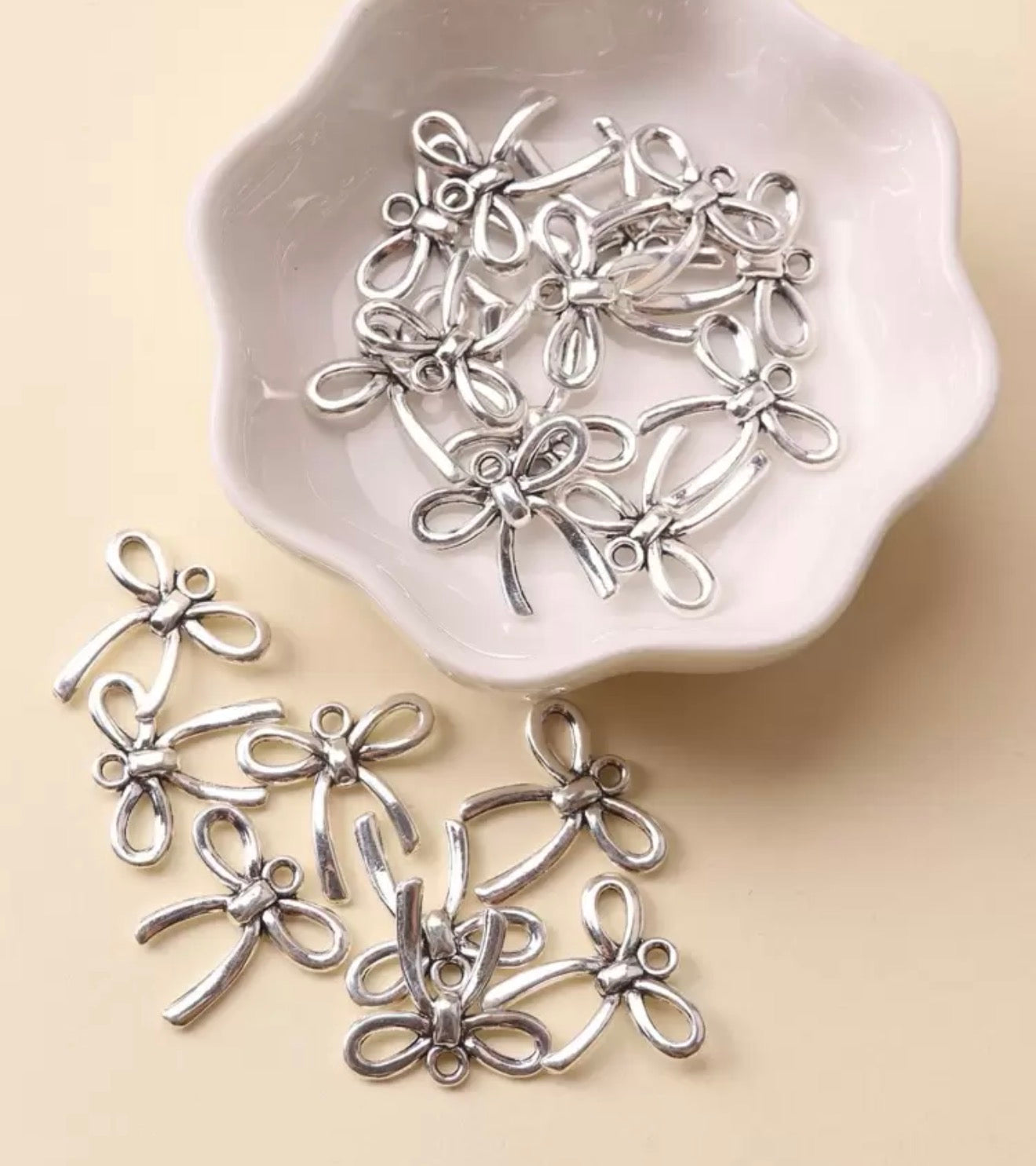 Silver Bow Charms