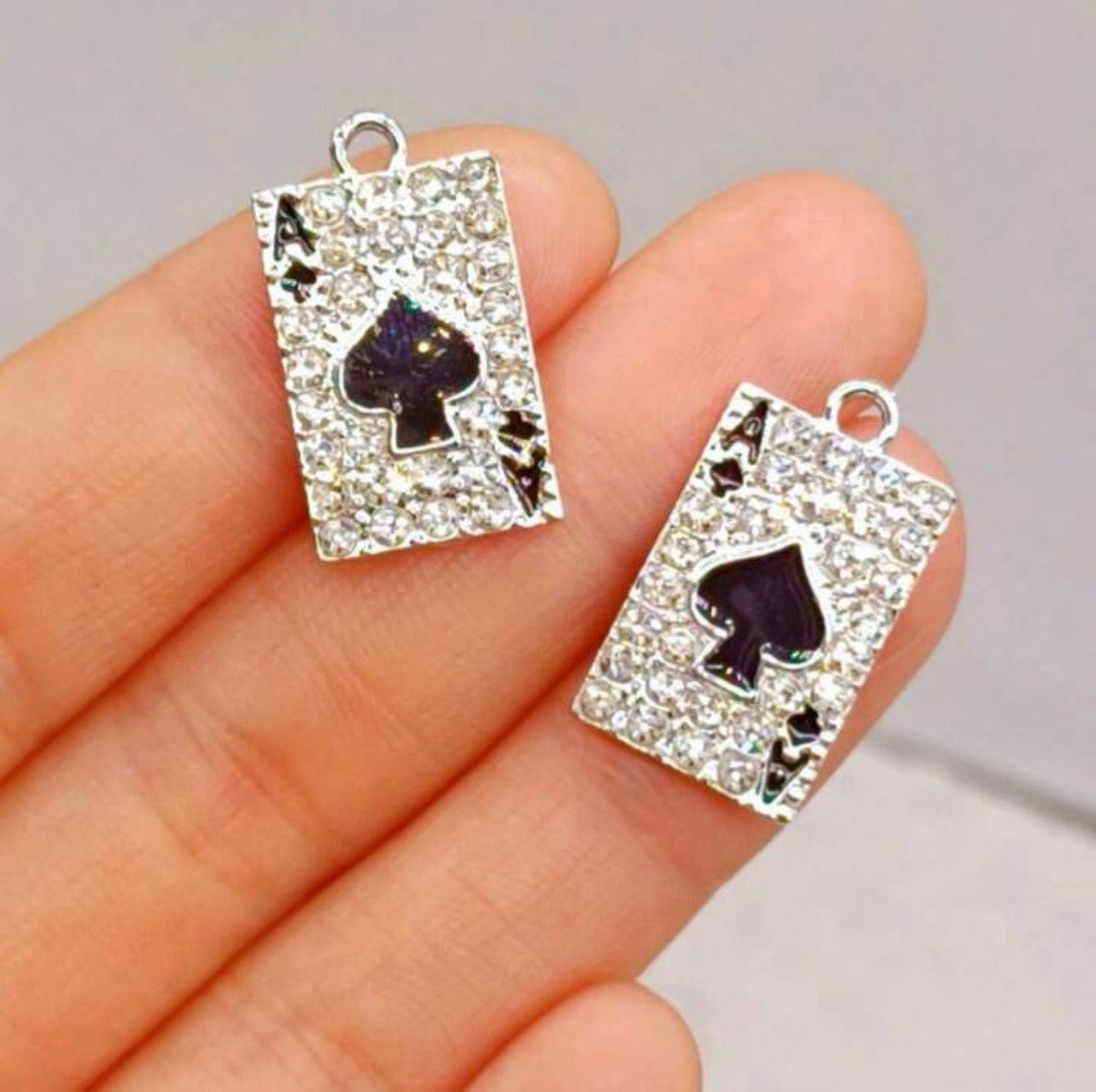 Rhinestone Ace Spade Charm