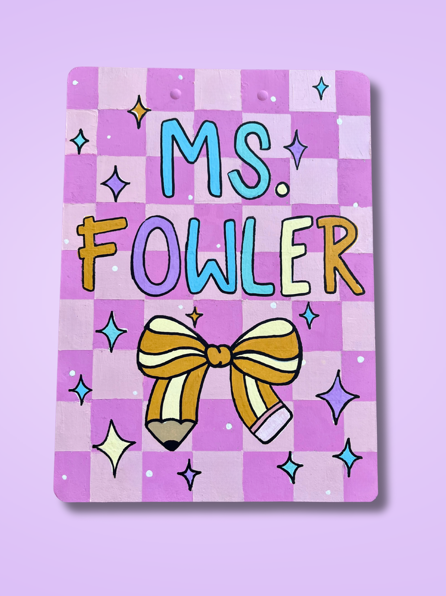 Checkered Hand Painted Clipboard