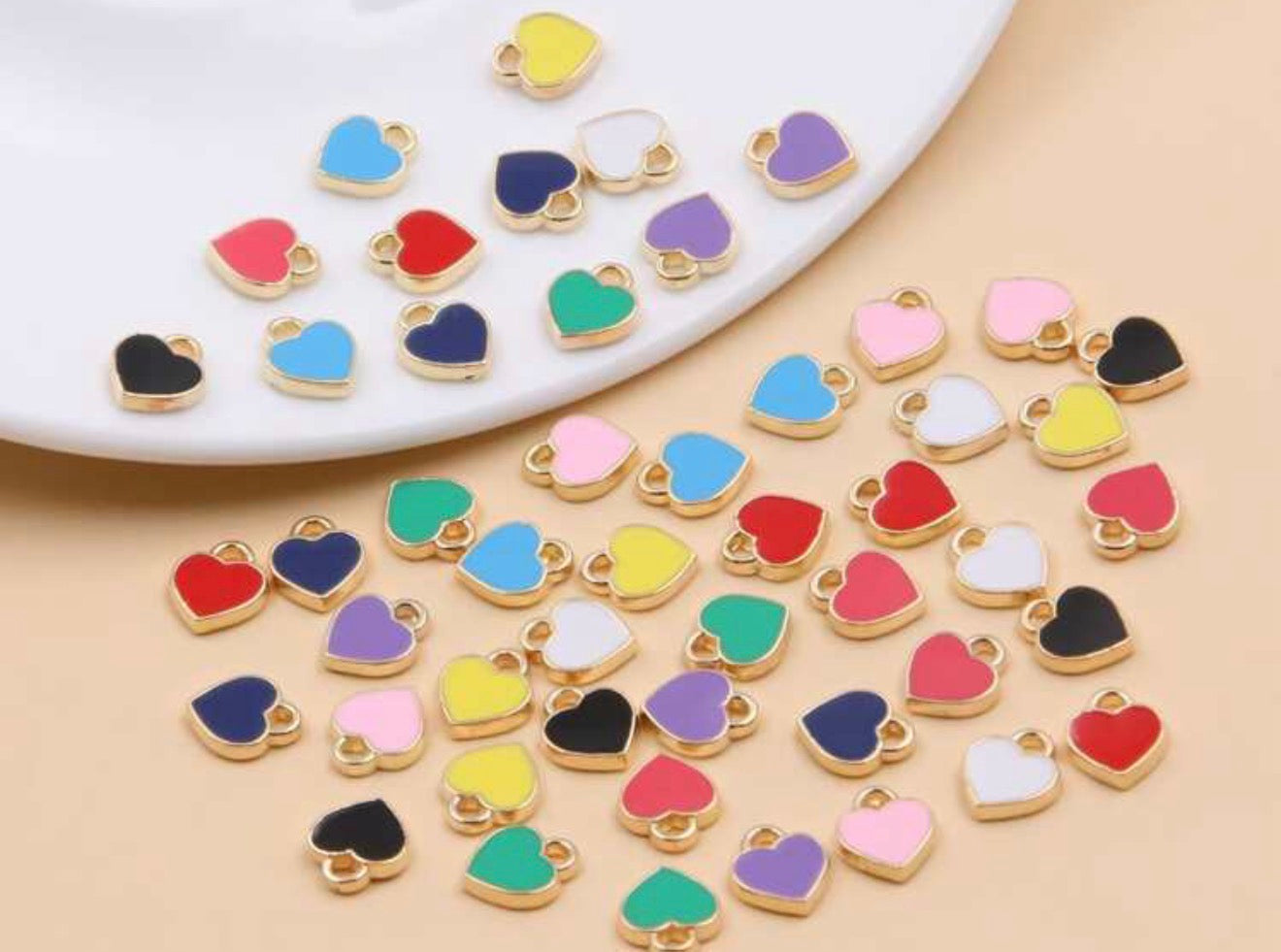 Enamel Filled Solid Heart Charms