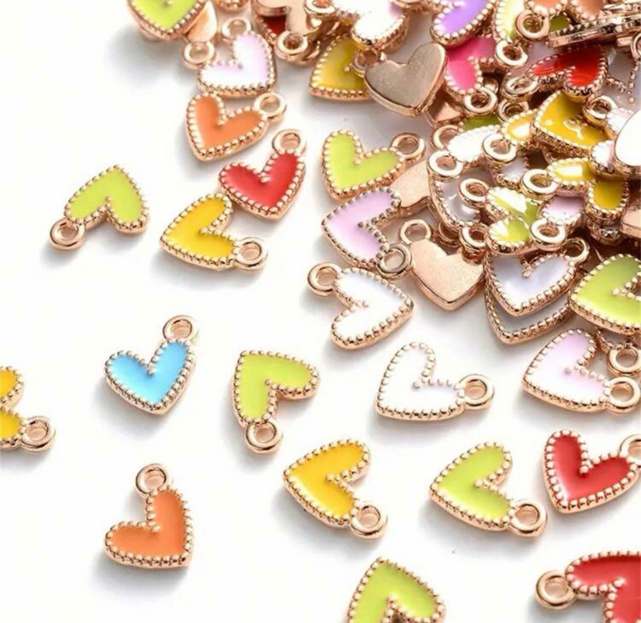 Enamel Filled Solid Heart Charms