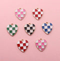Enamel Filled Checkered Hearts