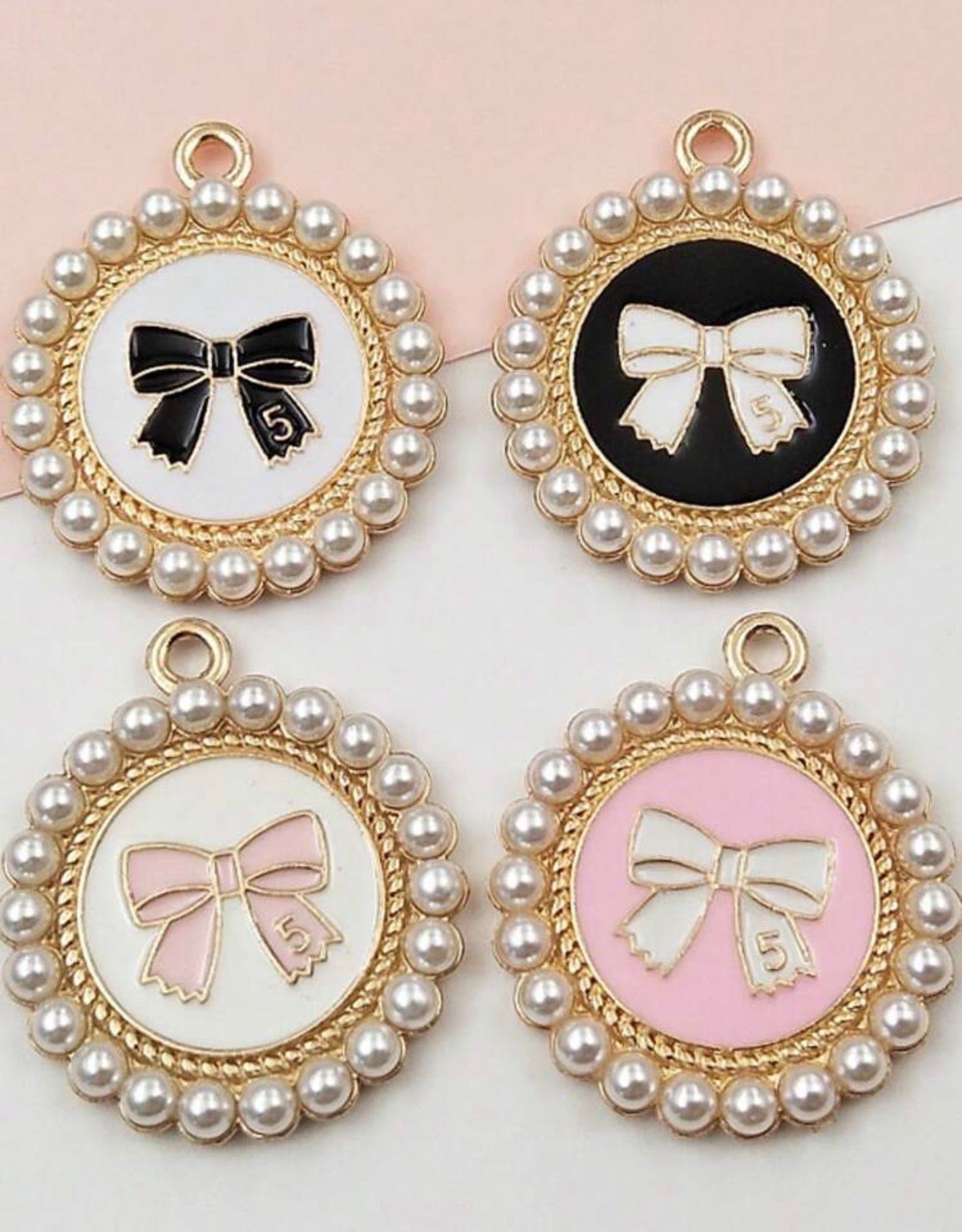 Enamel Filled Pearl Bow Charm