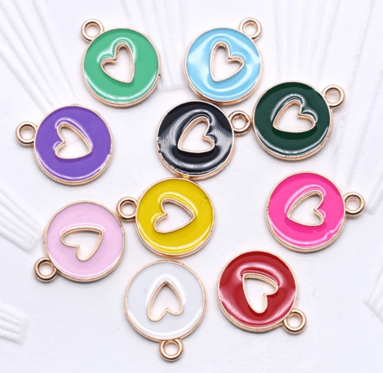 Enamel Filled Circle Heart Charm