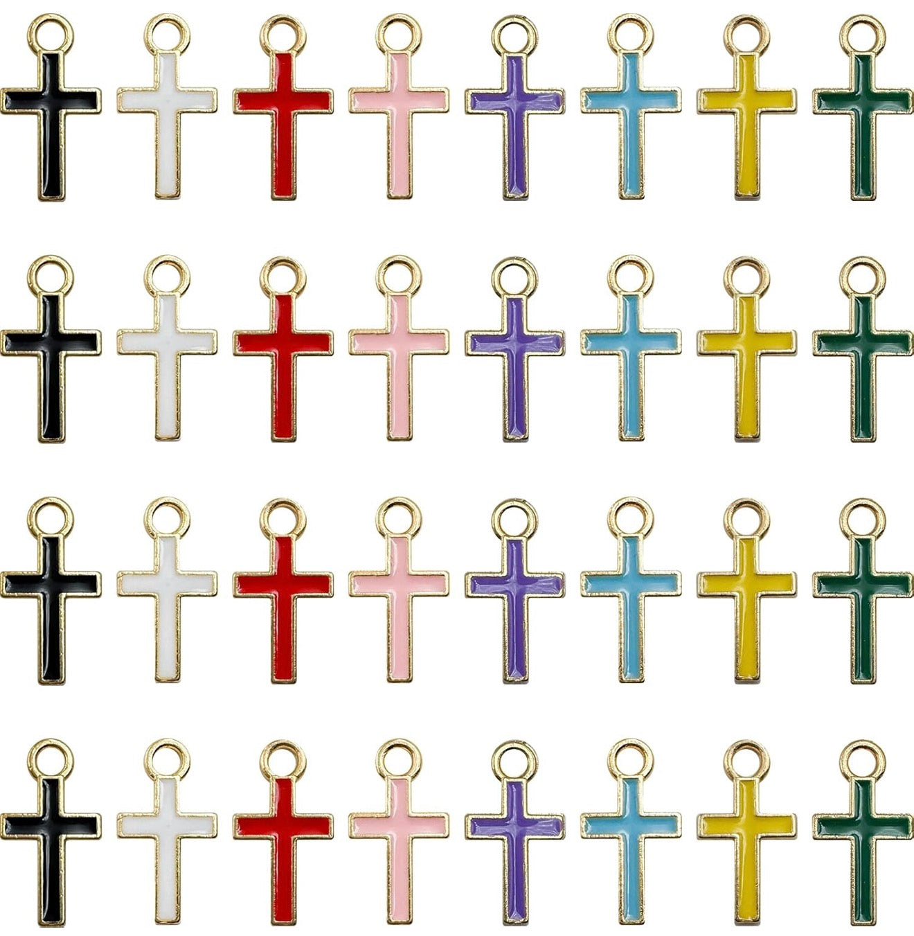 Enamel Filled Colorful Cross Charms