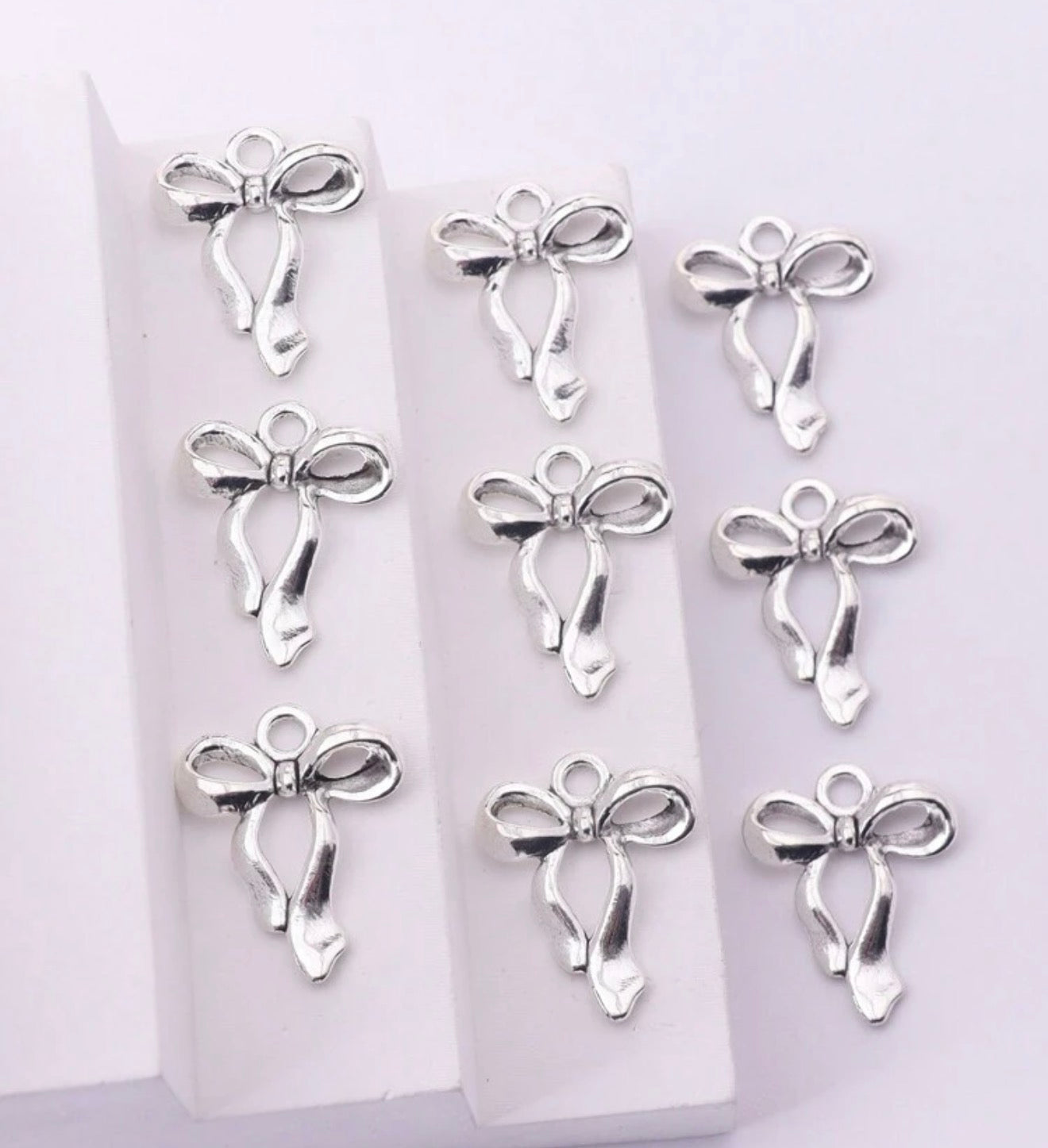 Silver Bow Charms