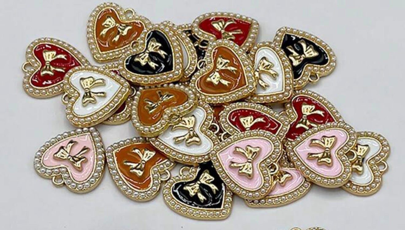 Enamel Filled Heart Pendant Charm