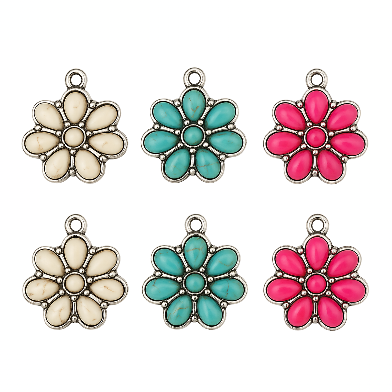 Western Turquoise Flower Charms