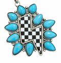 Turquoise Checkered Bolt Charm