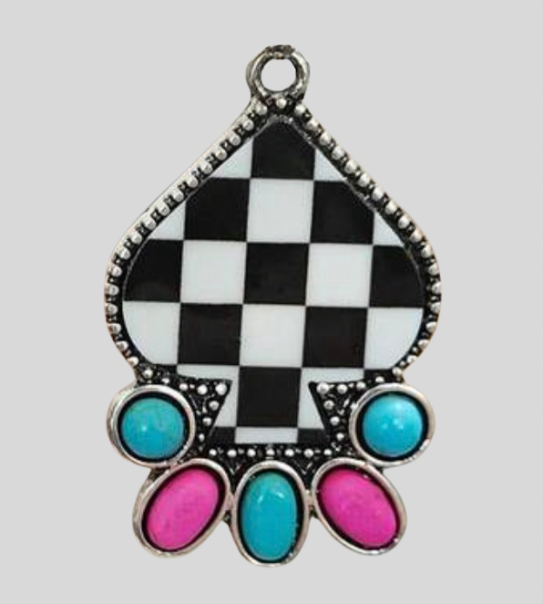 Checkered Spade Charm